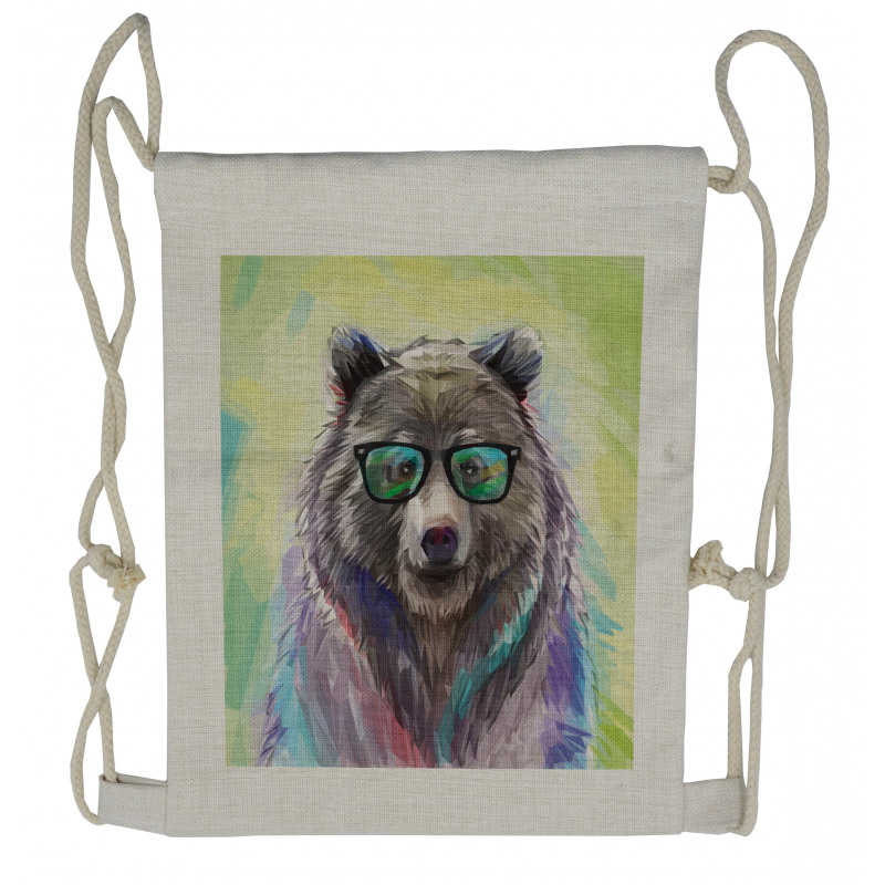 Colored Wild Bear Art Drawstring Backpack