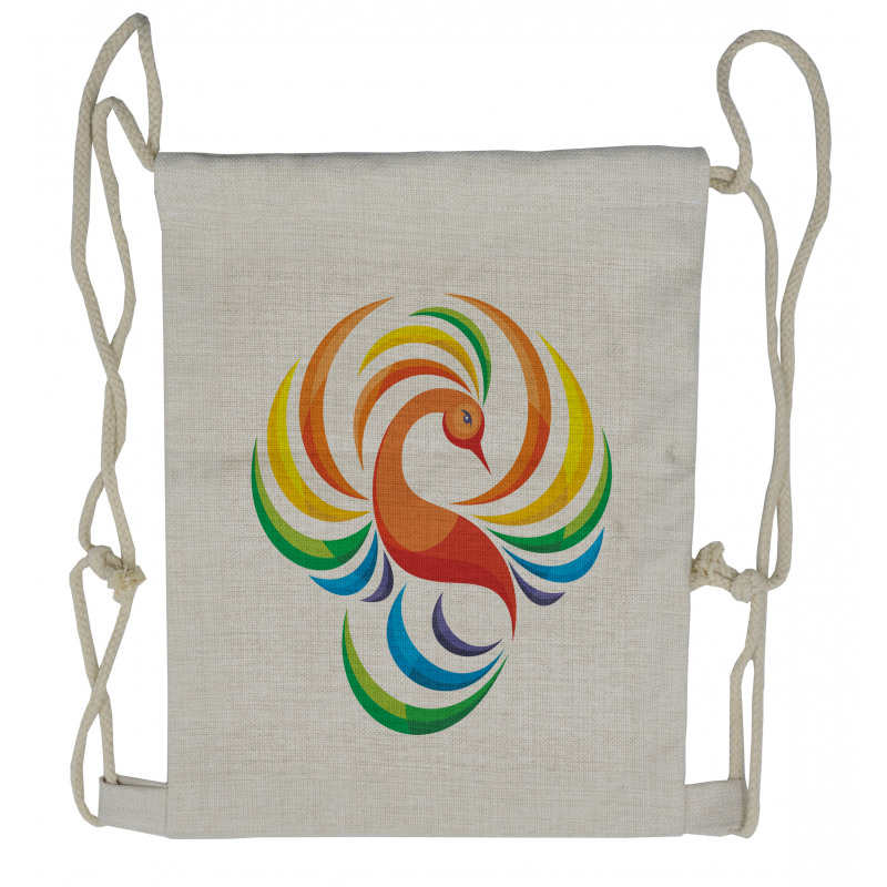 Rainbow Toned Bird Drawstring Backpack