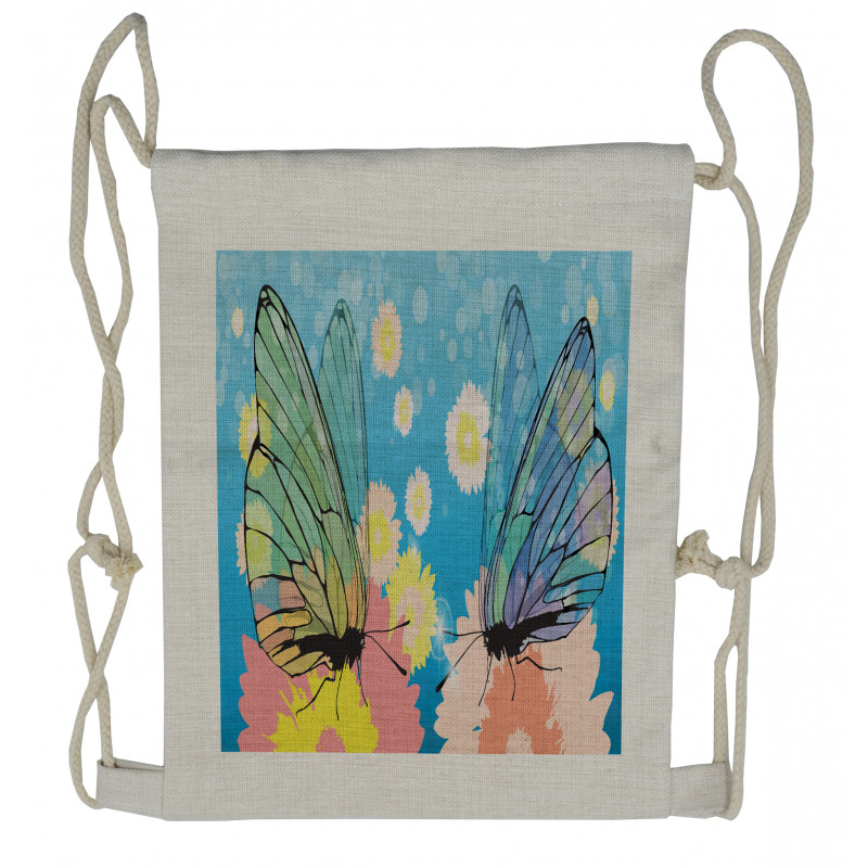 Butterflies on Flowers Drawstring Backpack