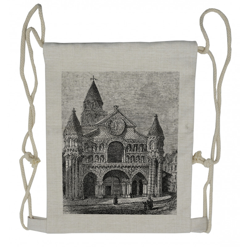 Vintage Monument Artwork Drawstring Backpack