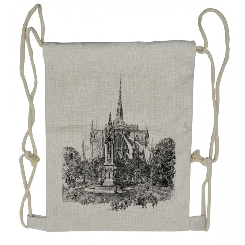 Historic French Landmark Drawstring Backpack