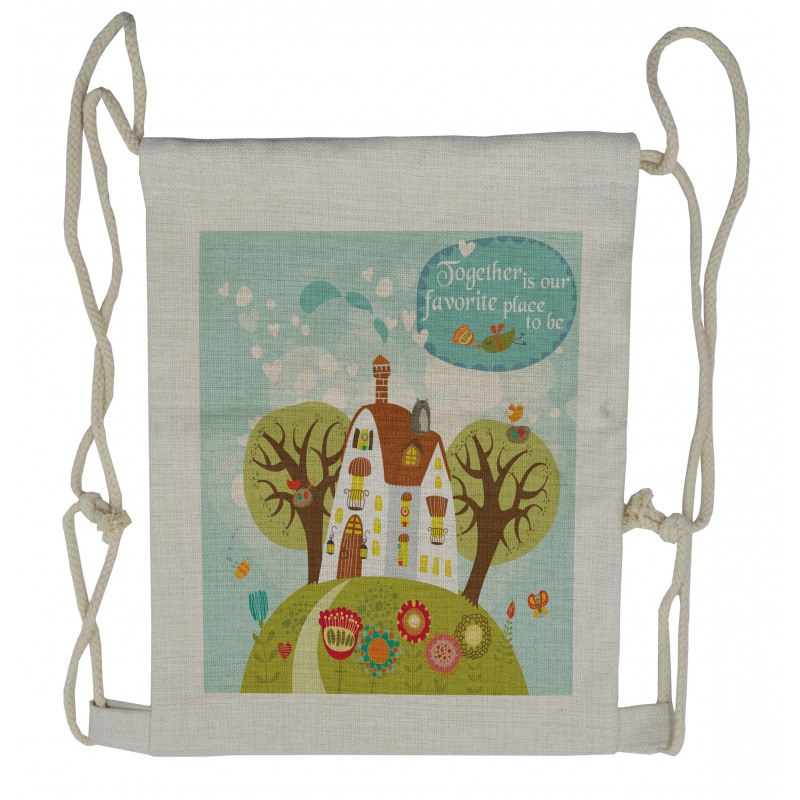 Fairytale Cartoon with Words Drawstring Backpack