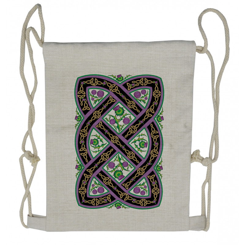 Celtic Ornamental Motif Drawstring Backpack