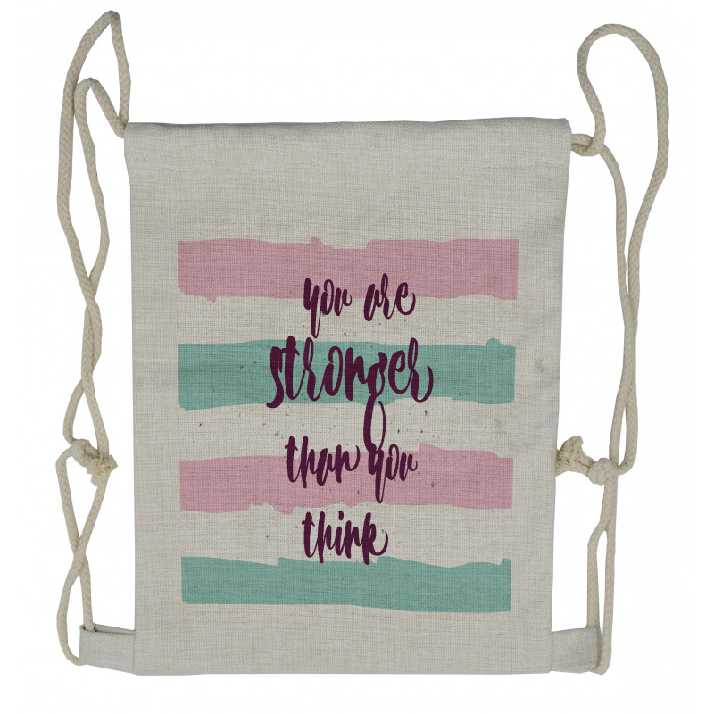 Watercolor Stripes Typography Drawstring Backpack