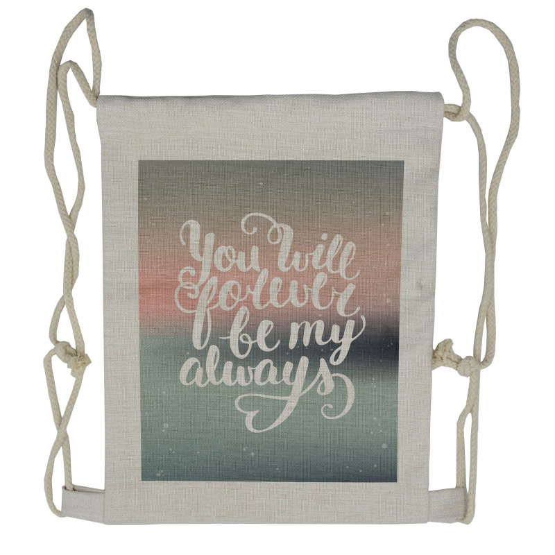 Pastel Tones Romantic Words Drawstring Backpack