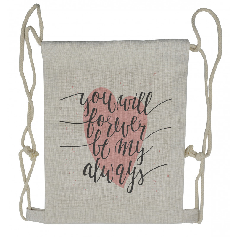 Heart and Love Words Drawstring Backpack