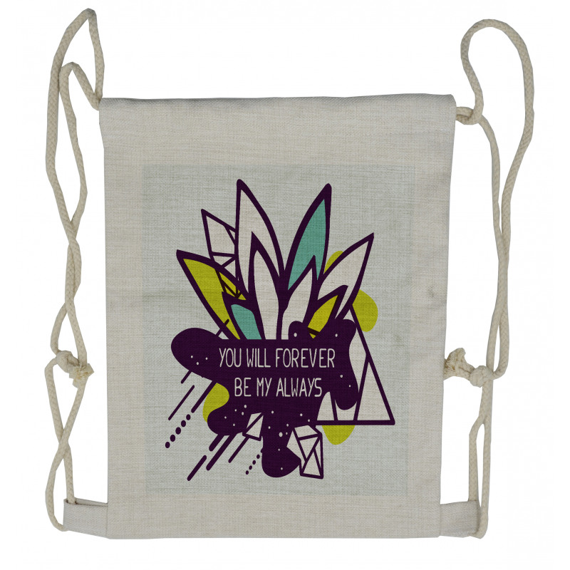 Flower and Love Message Art Drawstring Backpack