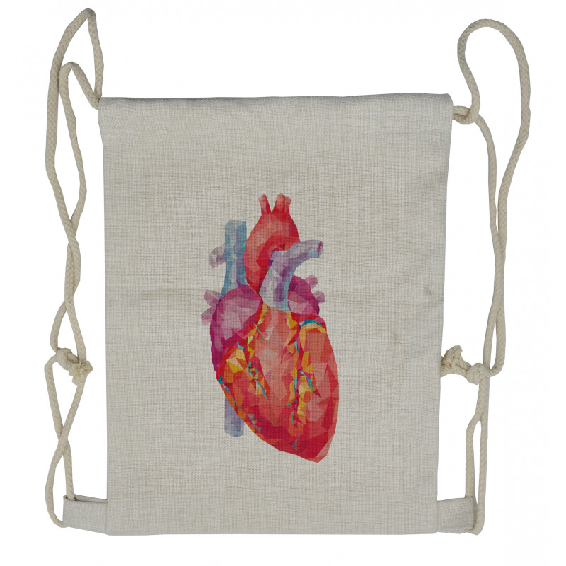 Polygon Art Human Heart Drawstring Backpack