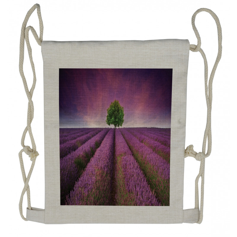 Lavender Fields and Tree Drawstring Backpack