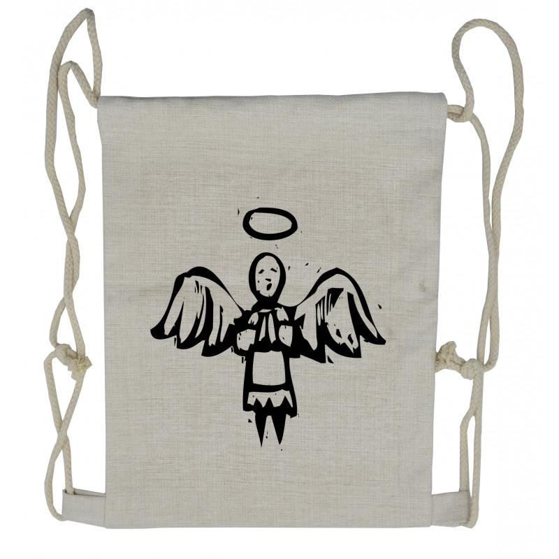 Sketch Style Christmas Angel Drawstring Backpack