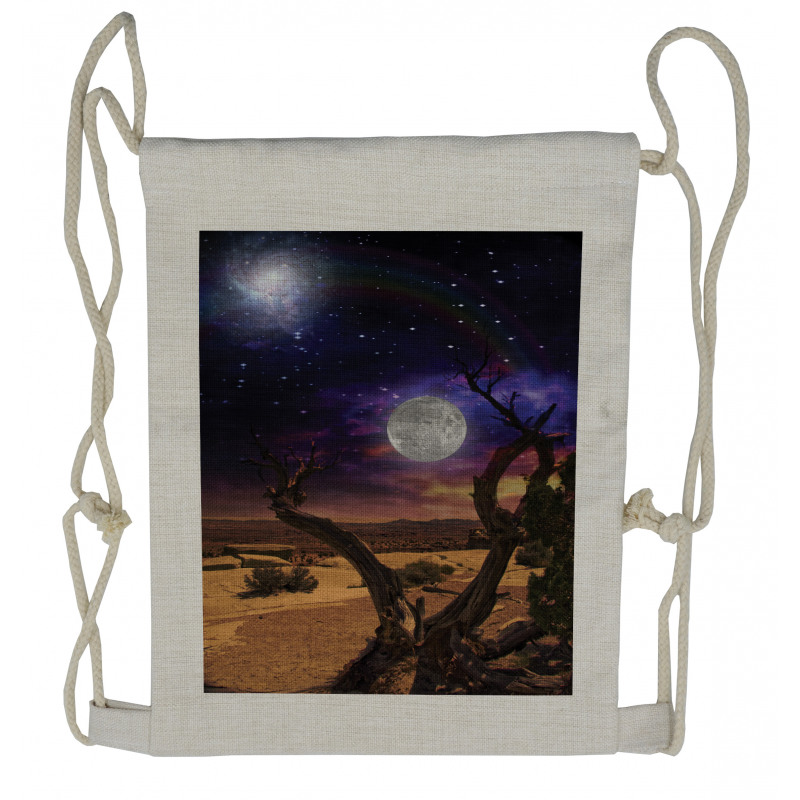 Desert Night Nebula Stars Drawstring Backpack