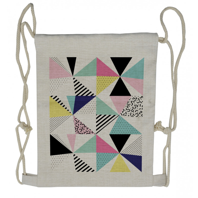 Memphis Geometrical Funky Drawstring Backpack