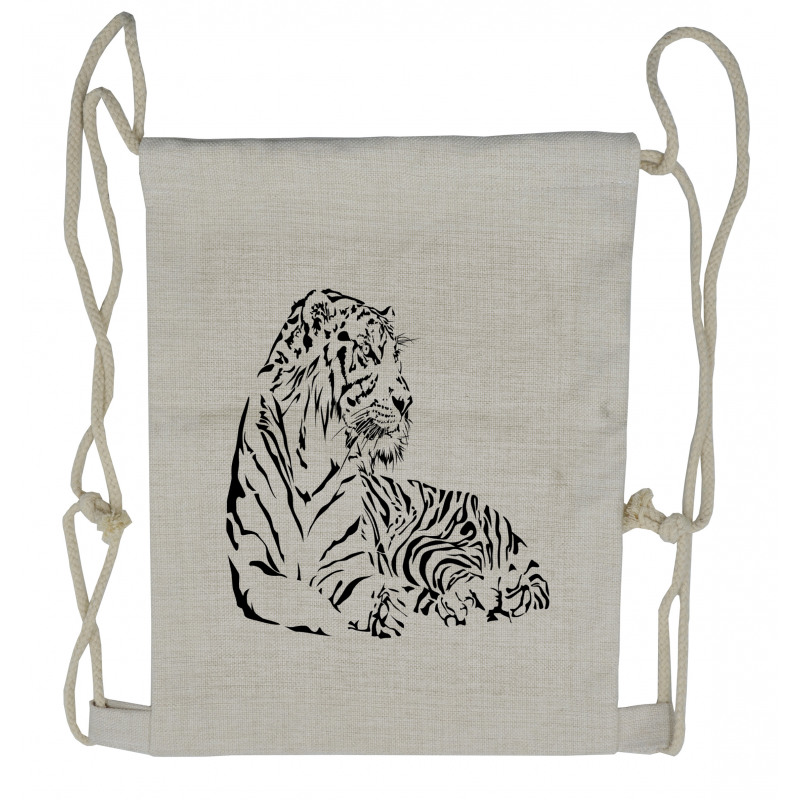 Safari Animal Sitting Drawstring Backpack