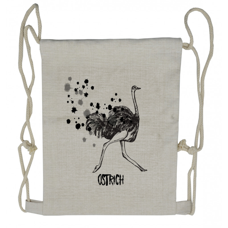 Minimalist Watercolor Bird Drawstring Backpack