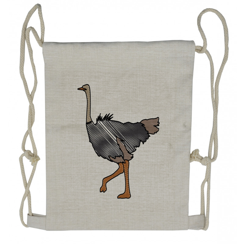 Striped Doodle Style Bird Drawstring Backpack