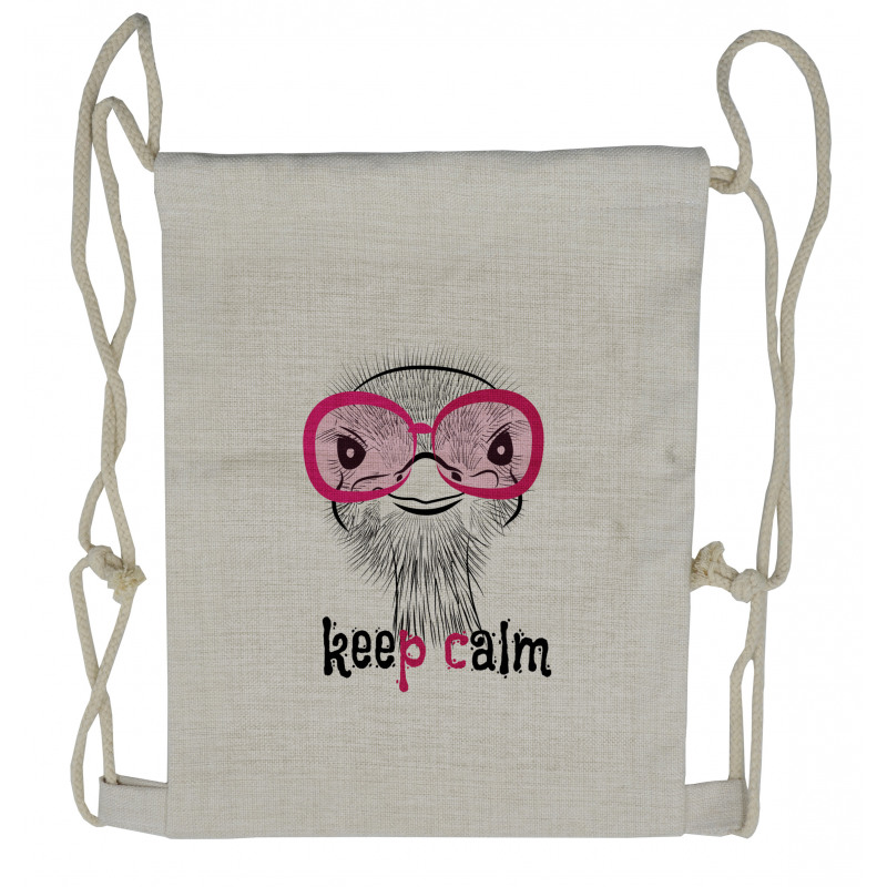 Hipster Animal and Glasses Drawstring Backpack