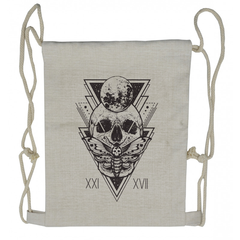 Hipster Tattoo Skull Drawstring Backpack