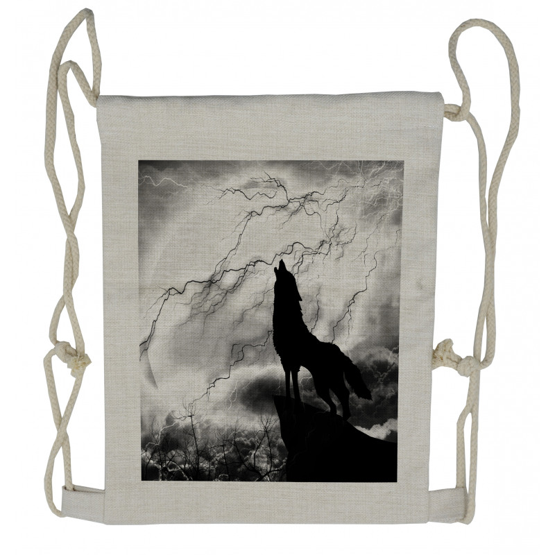 Howling Under Full Moon Drawstring Backpack