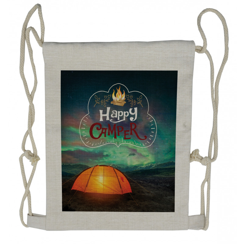 Aurora Borealis Tent Drawstring Backpack