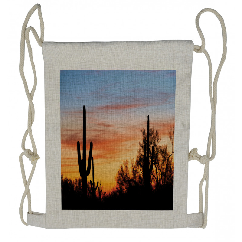 Desert Cactus Wild West Drawstring Backpack