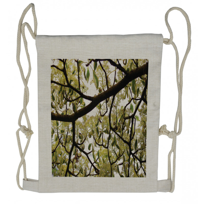 Close up Leafy Branches Photo Drawstring Backpack