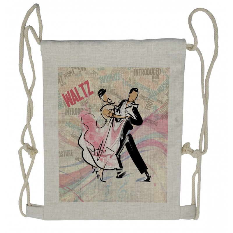 Romantic Dancing Couple Words Drawstring Backpack