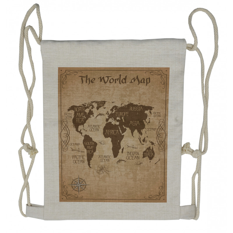 Vintage Topographic Image Drawstring Backpack