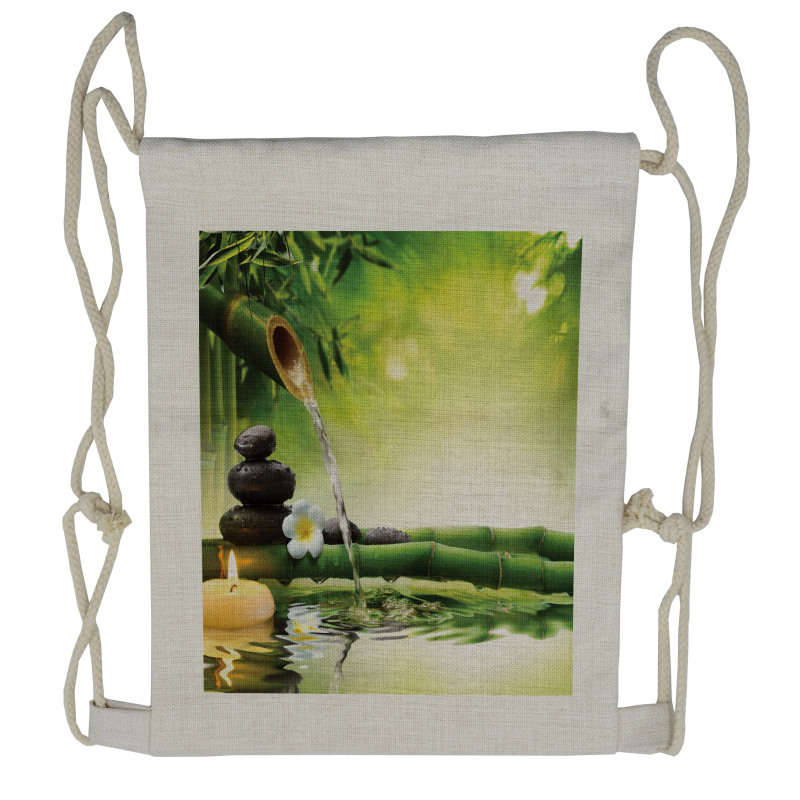 Meditation Stones Bamboo Drawstring Backpack