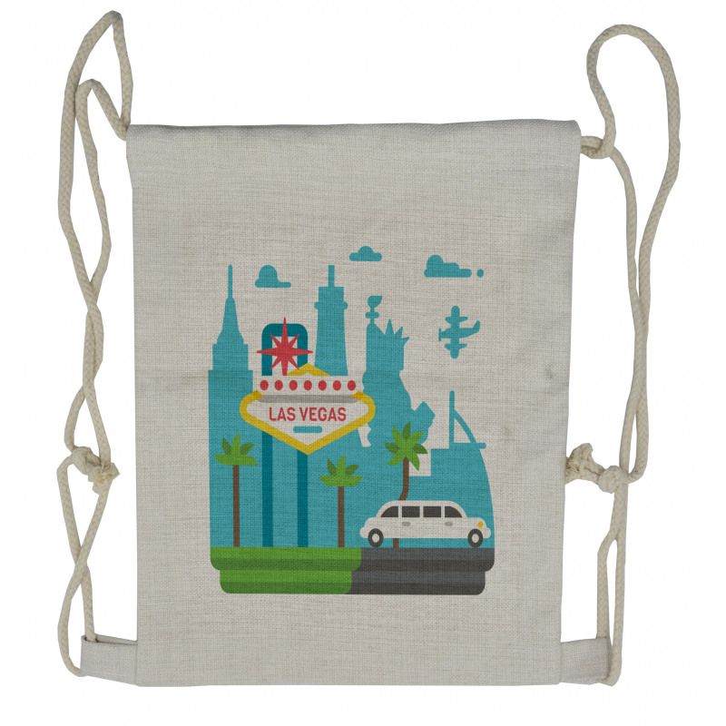 Cartoon Limo City Sign Drawstring Backpack