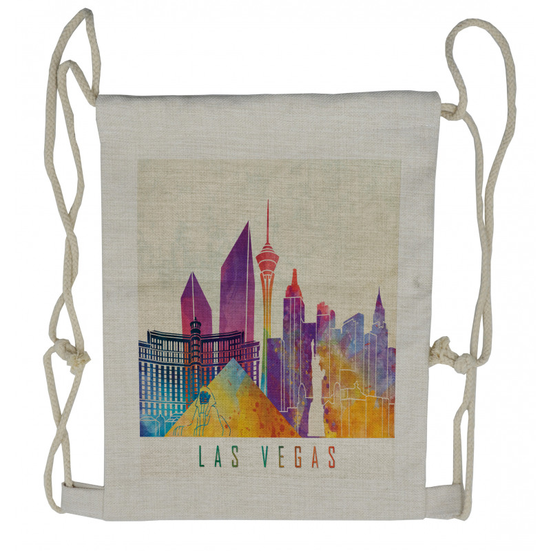 Colorful Landmarks Design Drawstring Backpack