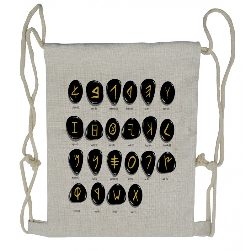 Phoenician Alphabet on Stones Drawstring Backpack