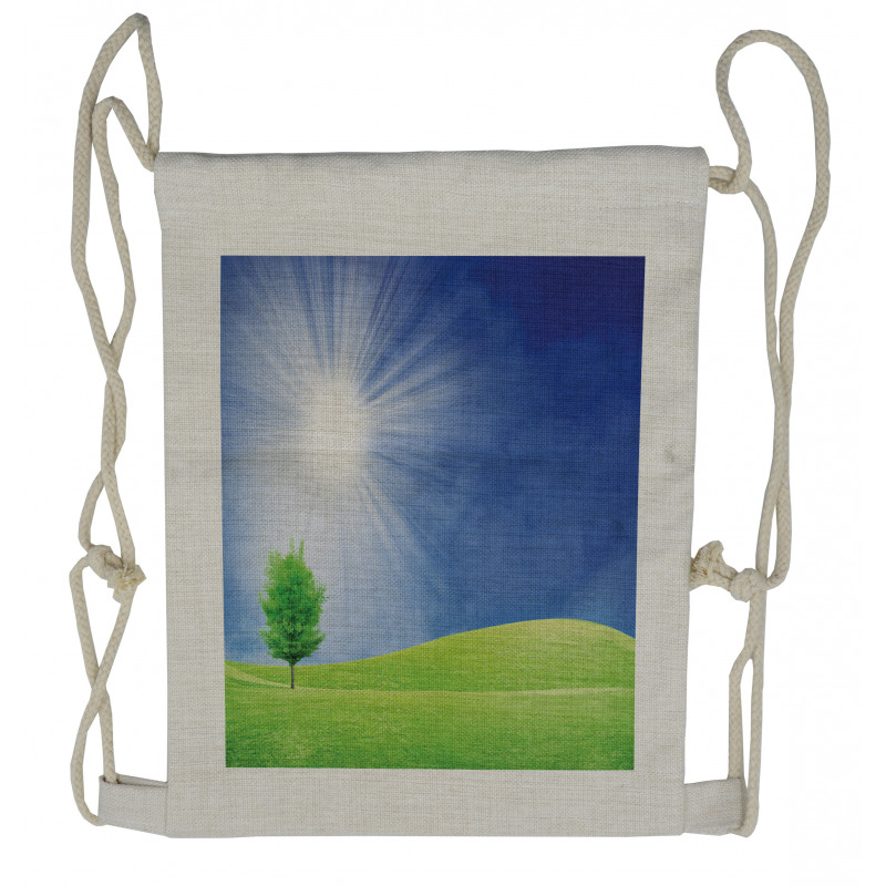 Sun Rays with Lonely Tree Drawstring Backpack