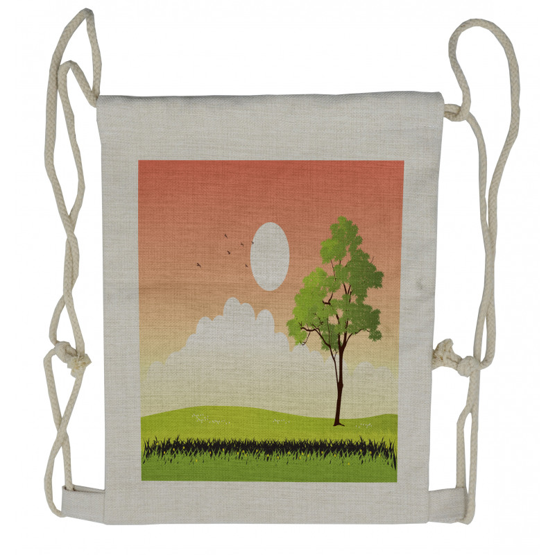 Summer Season Country Scene Drawstring Backpack