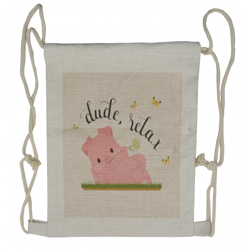 Pot Belly Pink Piglet Drawstring Backpack