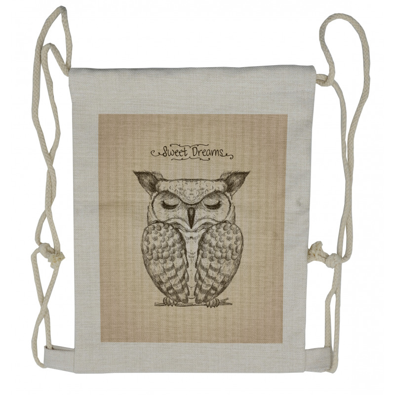 Sleeping Owl Dreams Drawstring Backpack