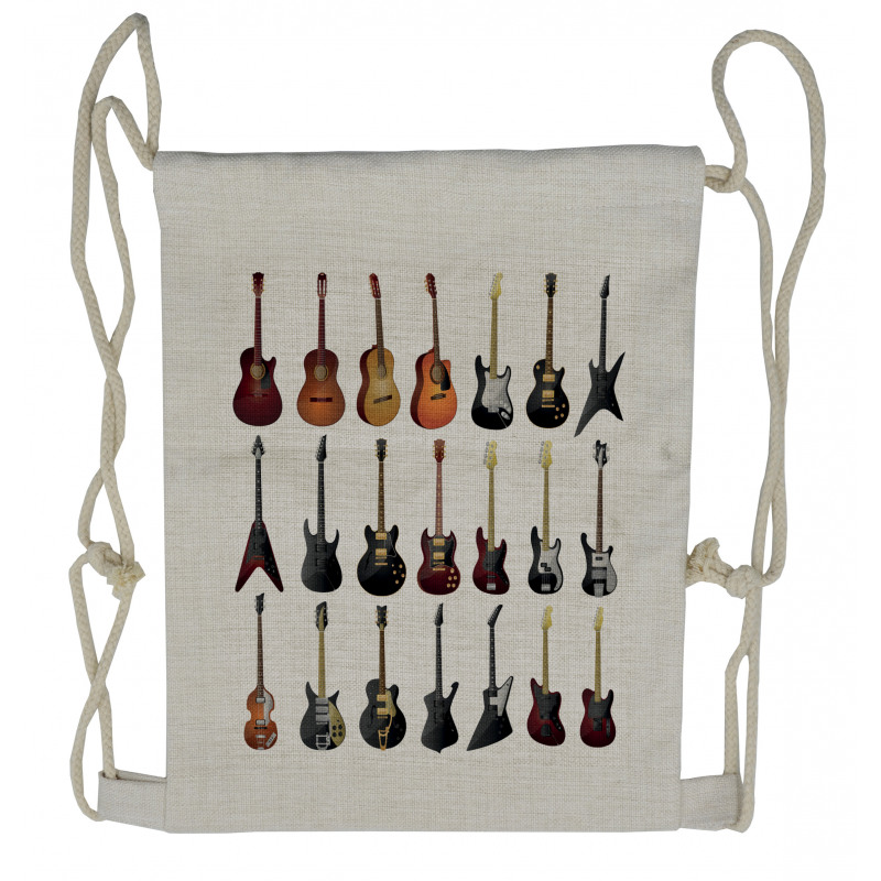 Guitars Rock and Jazz Drawstring Backpack