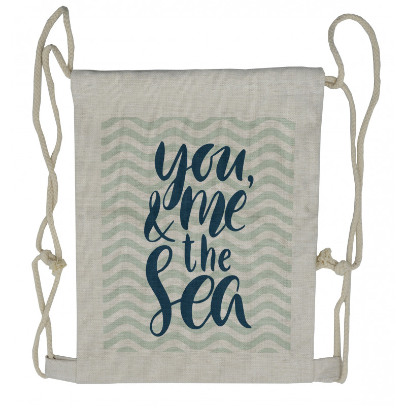 You and Me and the Sea Drawstring Backpack