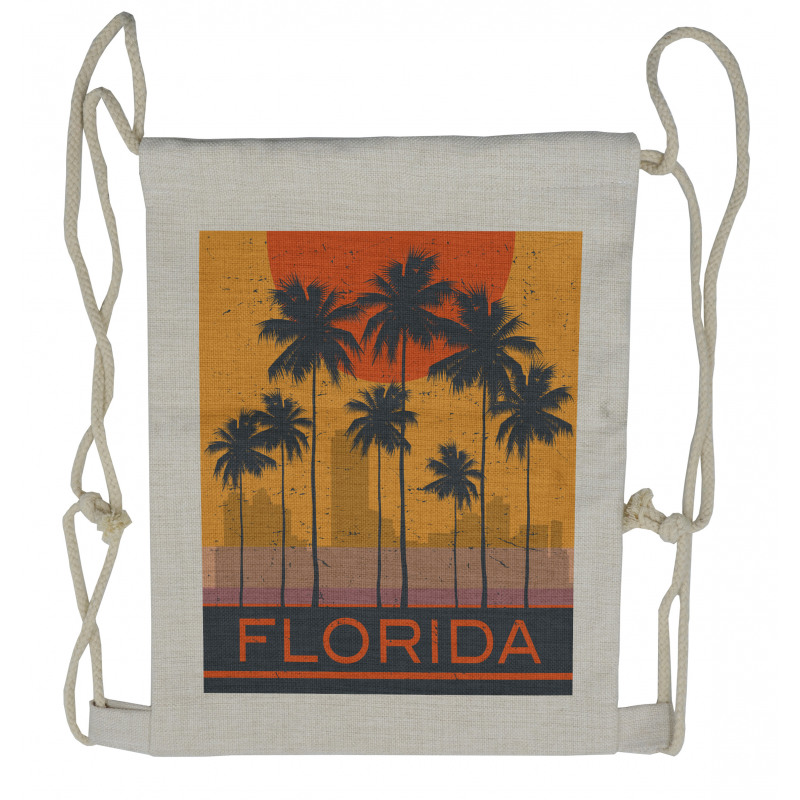 Florida Coast Grunge Drawstring Backpack
