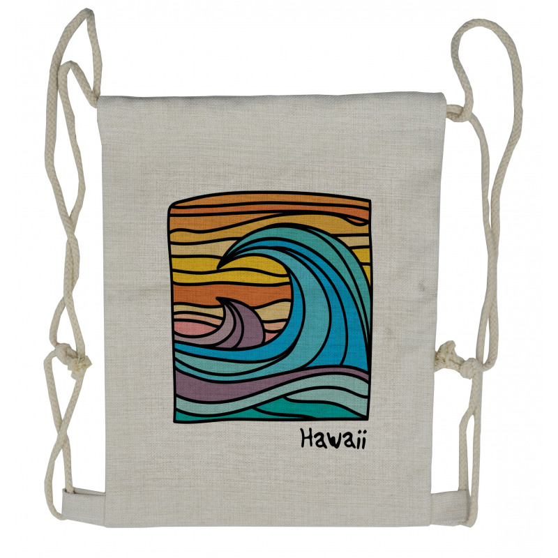 Abstract Ocean Waves Art Drawstring Backpack