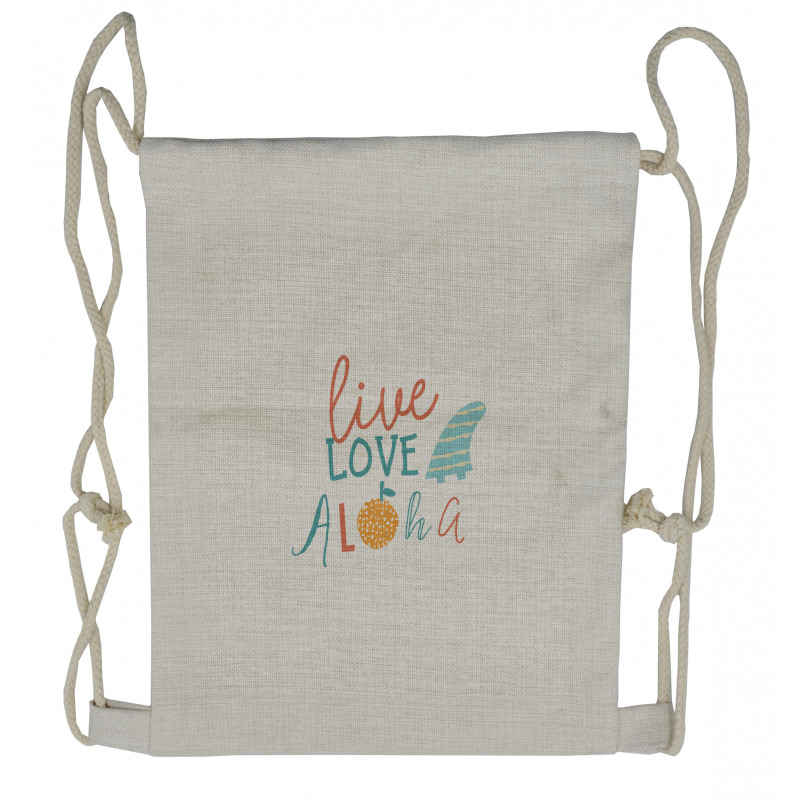 Live Love Aloha Fruit Drawstring Backpack