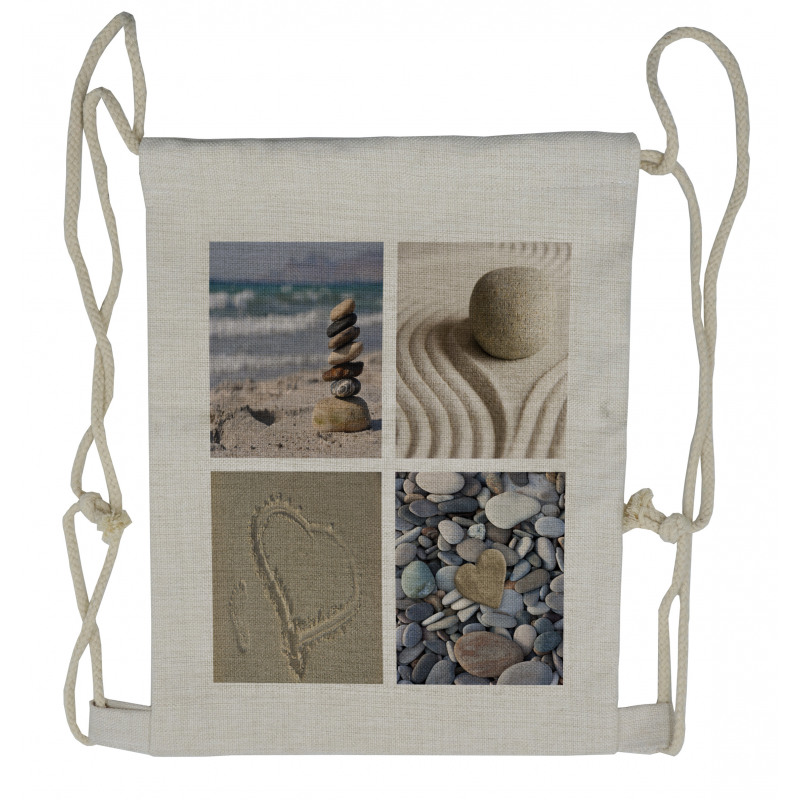 Sand and Pebbles Collage Drawstring Backpack