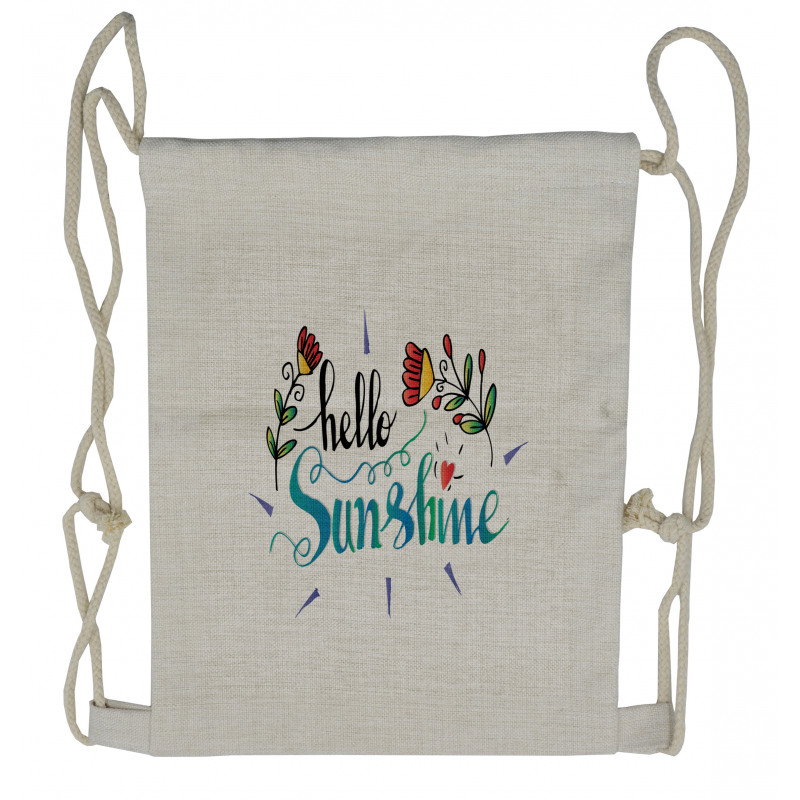 Hello Sunshine with Flower Drawstring Backpack