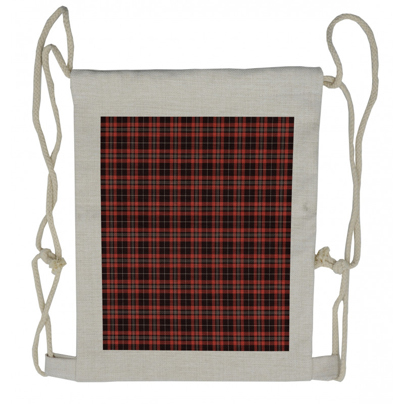 Plaid Composition Abstract Drawstring Backpack