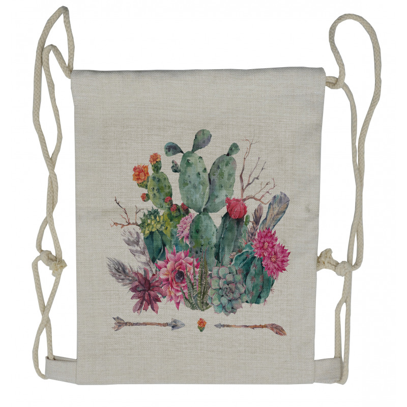 Bouquet in Boho Style Arrow Drawstring Backpack