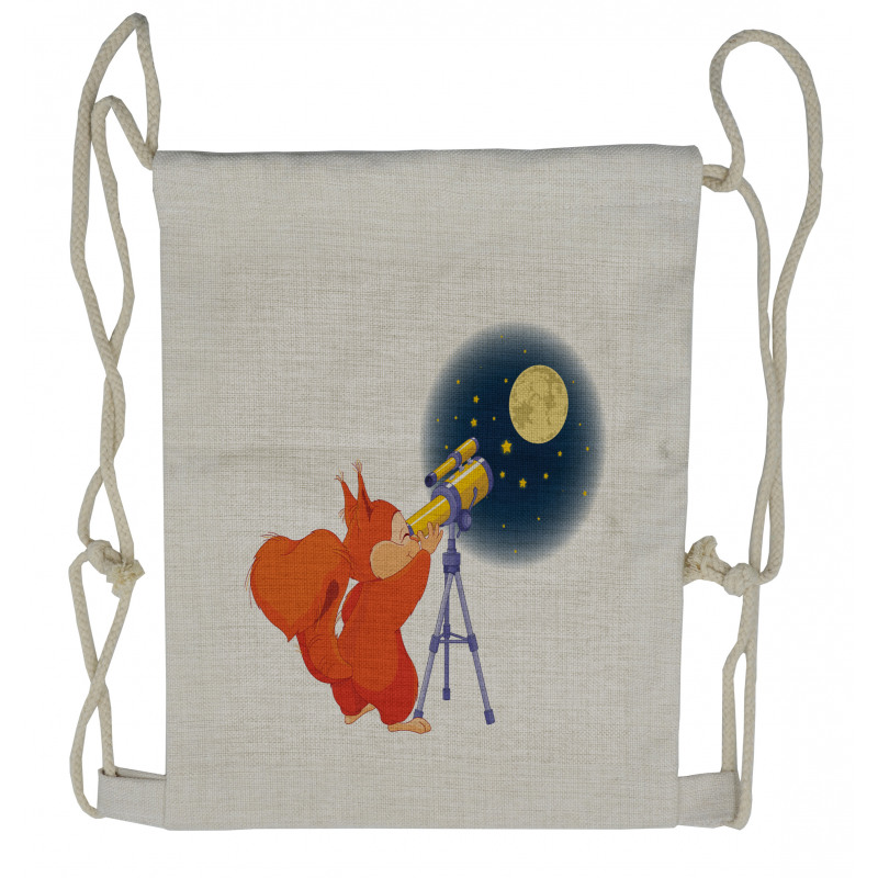 Animal with a Telescope Drawstring Backpack