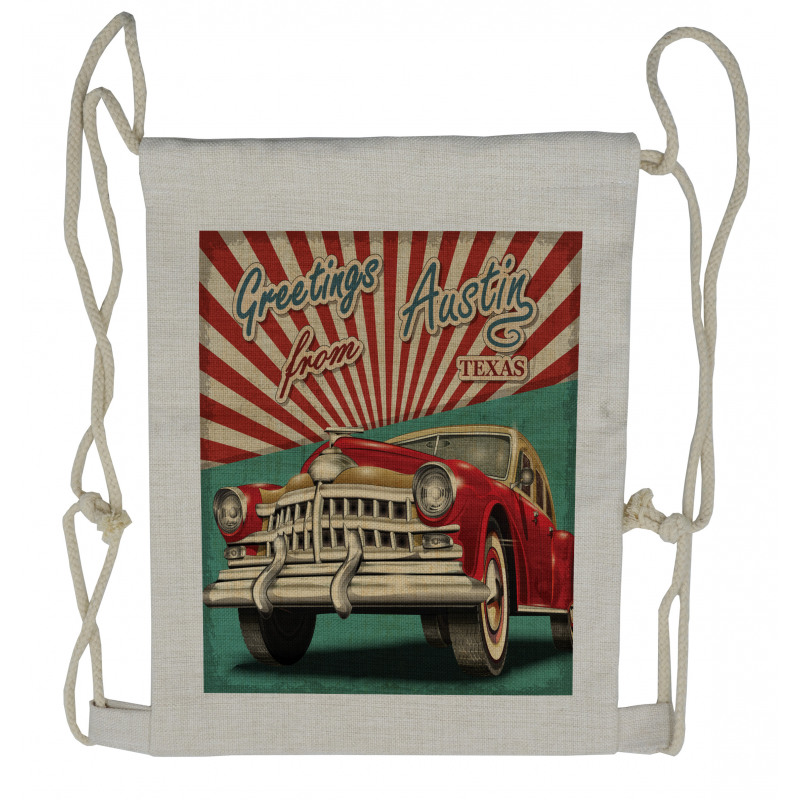 Retro American Classical Car Drawstring Backpack