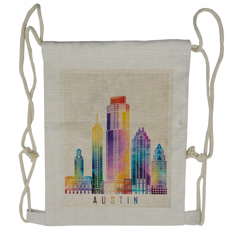 Outlined Monuments Skylines Drawstring Backpack