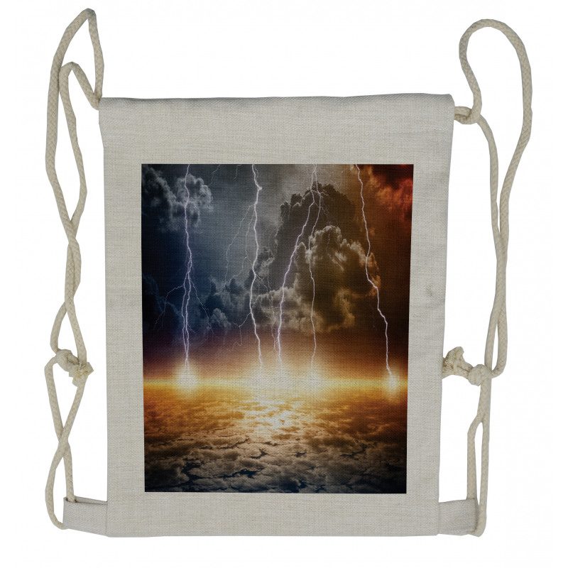 Clouds with Bolts Drawstring Backpack