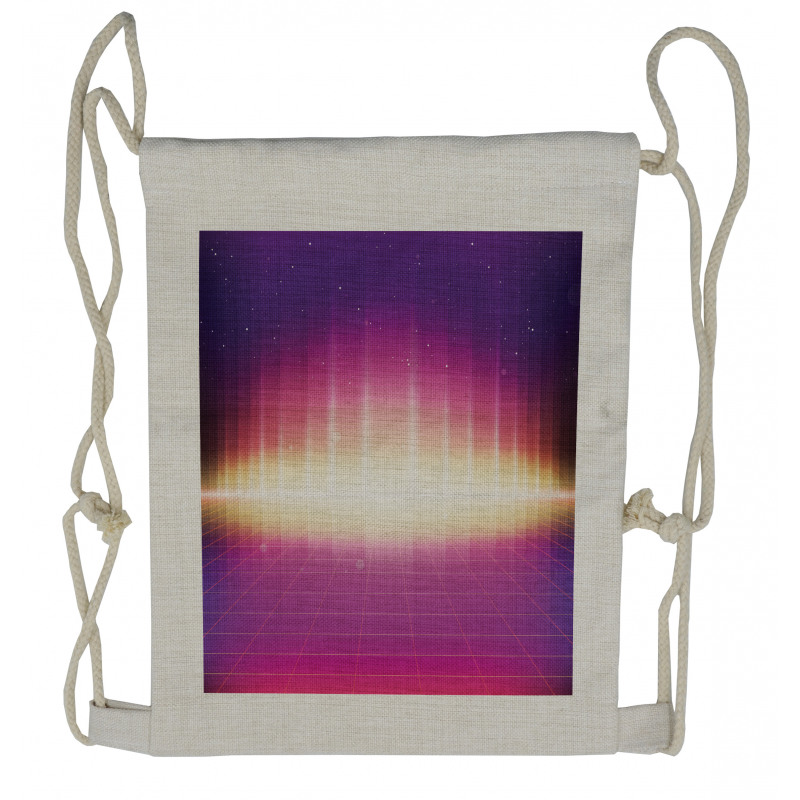 80s Retro Sci-Fi Background Drawstring Backpack