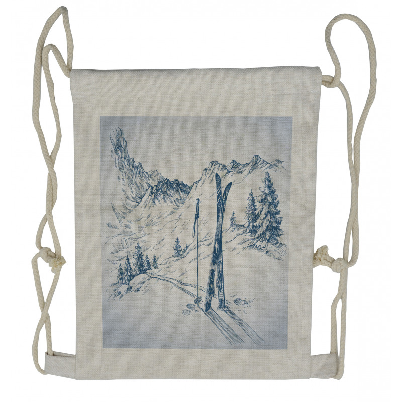 Landscape of Snowy Mountains Drawstring Backpack